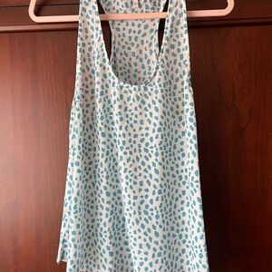 Joie Silk White and Blue Racerback Tank Top  Size Large